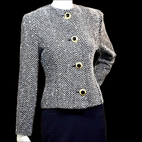 St. John by Marie Gray Herringbone Cashmere Blend Jacket  πΊπΈ US made - Picture 6 of 14